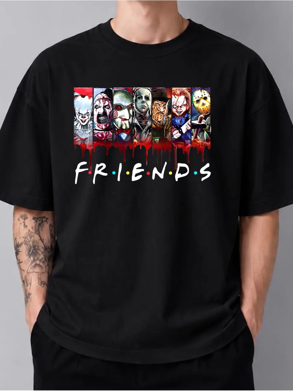 Horror Friends Shirt, Funny Scary Movie Graphic Tee - Unisex Black